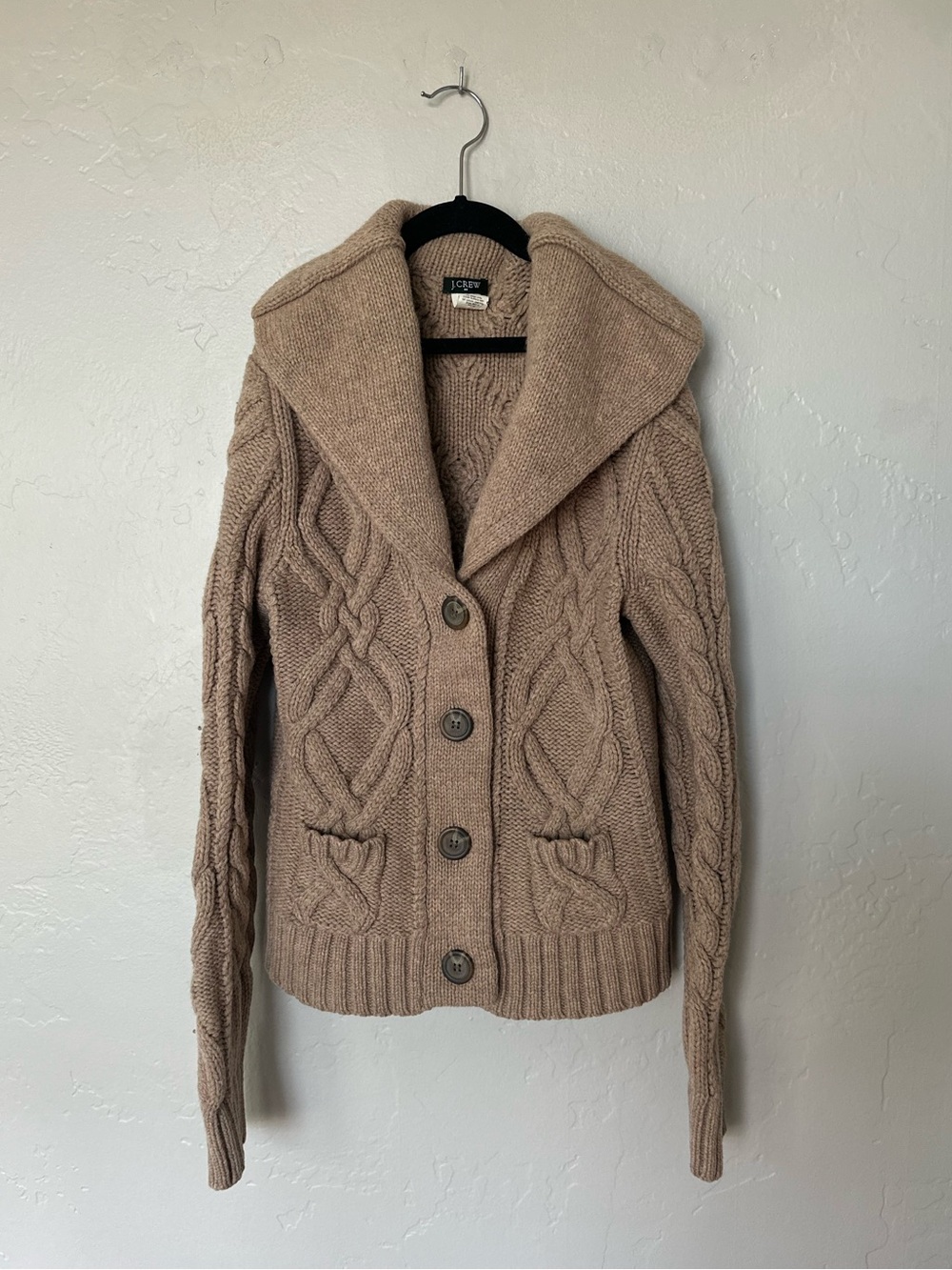 J. Crew Lambs Wool Grandpa Chunky Cardigan Cable Knit